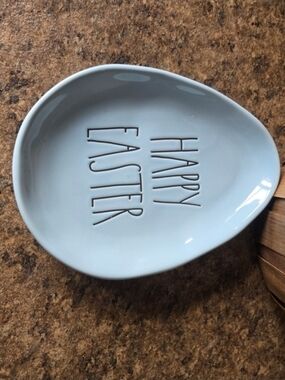 Rae Dunn Light Blue Happy Easter Egg-Shaped Serving Dish
